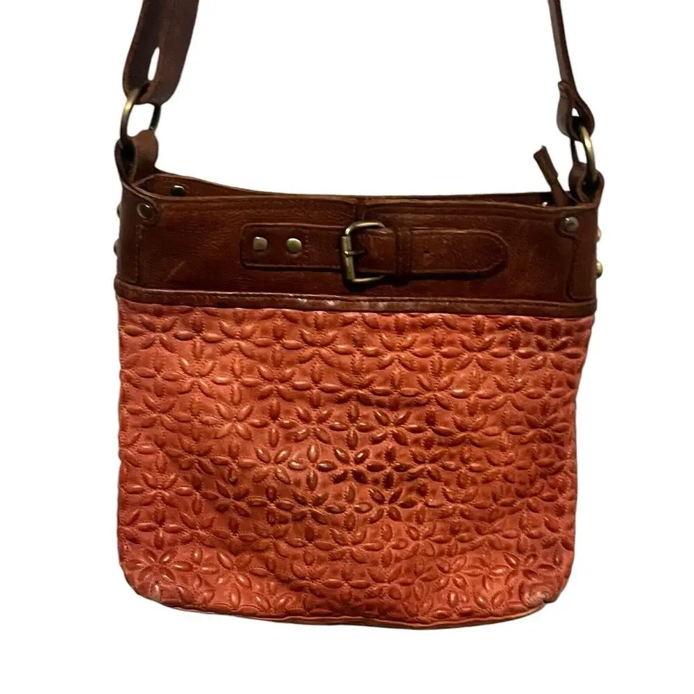 Anabaglish Floral Quilted Crossbody Bag Shoulder Handbag Zip Top Rust Sundance - Picture 2 of 14